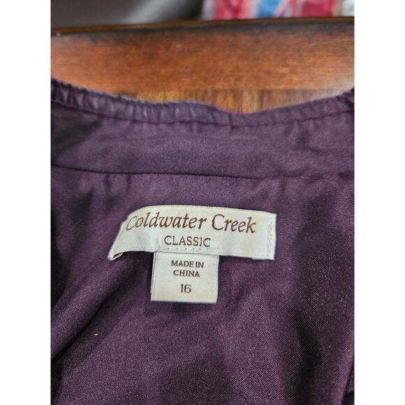 Coldwater Creek Purple Velvet Jacket Women’s Sz 16 Zip Front Classic Jewel tones - Picture 2 of 6